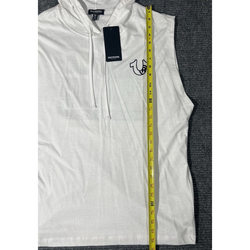 True Rlgn Summer Men's White Sleeveless Pullover Hoodie M Buddha Graphic Logo - Picture 2 of 8